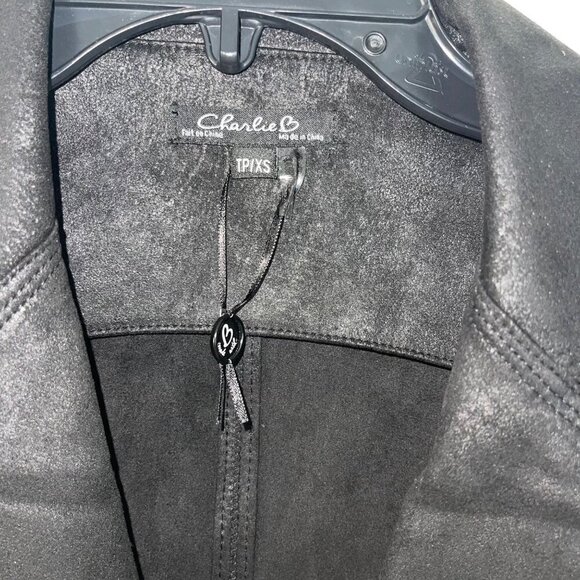 Charlie B Womens Jacket Size Extra Small Faux Black Suede Perfecto Classic - Picture 13 of 13